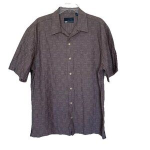 Hobie Casual Short Sleeve Button Up Shirt Size Medium Gray 100% Cotton
